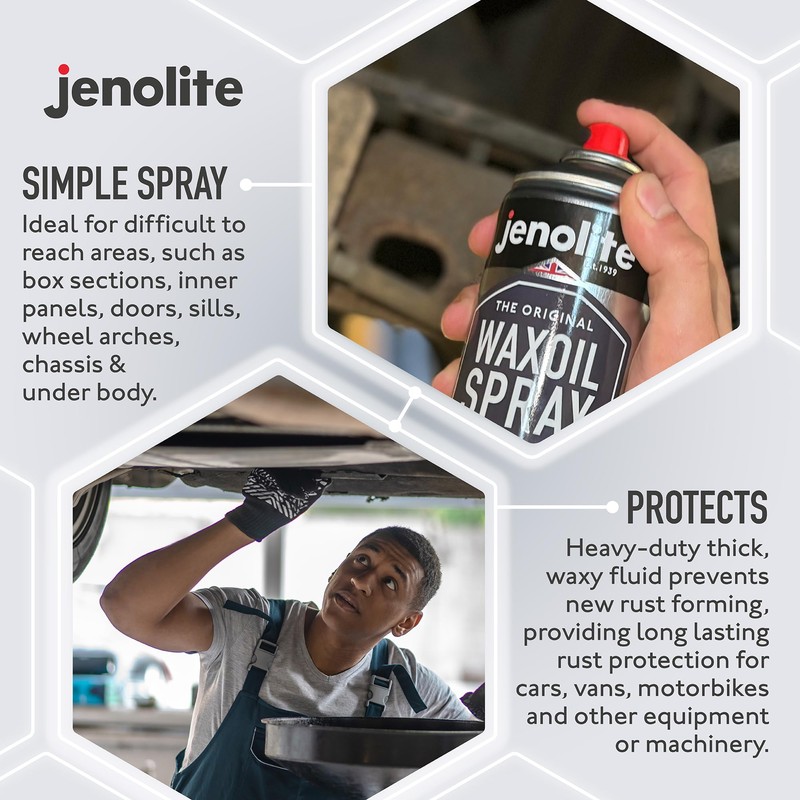 JENOLITE Waxoil Rust Prevention Aerosol, Car/Bike/Motorcycle Corrosion Protection Spray 500ml