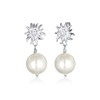Elli Women 925 Silver Round Simulated Pearl FINEEARRING