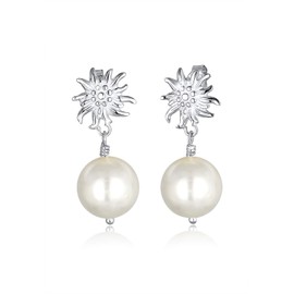 Elli Women 925 Silver Round Simulated Pearl FINEEARRING