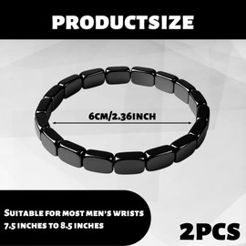 DXPETA Hematite Bracelet Men, Hemys Hematite Bracelet for Men, 2-Piece Set Black hematite Bracelets, Gift for Dad Husband, Confidence Booster for Professionals, Focus Support for High-Pressure Work