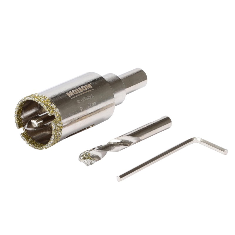 Mollom 15/16" (24mm) Diamond Hole Saw with 2Pcs Removable Pilot