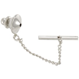 Tie Tack Clutch with Chain 10x11mm Silver Color (1-Pc)
