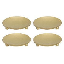 4Pcs Metal Candle Plate Gold Color Stable Sturdy Feet Large Space Gold Candle Holder for Bedroom Office Cafe