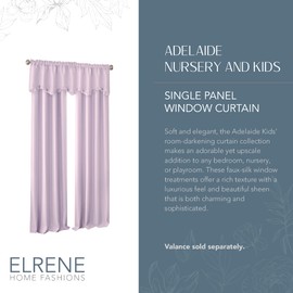 Elrene Home Fashions Adelaide Nursery and Kids Room Room-Darkening Window Curtain, Single Panel, 52 Inches x 63 Inches, Lavender