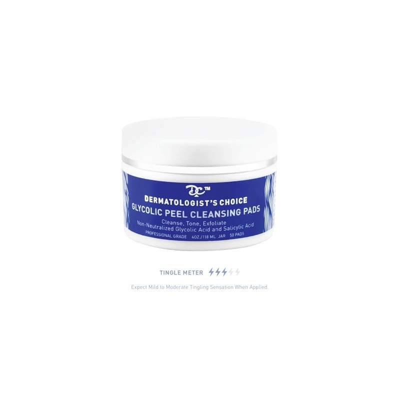 Dermatologist's Choice 10% Non-Neutralized Glycolic Peel Cleansing Pads with Salicylic