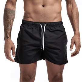 JIHUILAI Black Men's Swim Trunks Quick Dry Swim Shorts with Mesh Lining Beach Shorts Bathing Suits XL