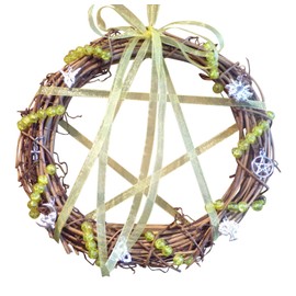Limited Addition 15cm Pagan All Year round Wreath with 7 pagan charms and Yellow glass beads
