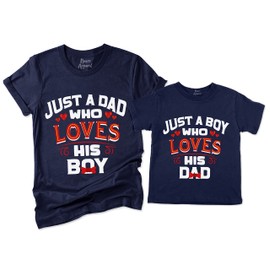 Just A Dad Who Loves His Boy & Just A Boy Who Loves His Dad Father and Son Mens T-Shirt Navy