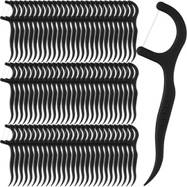 200 Count Floss Picks Bulk Non Breakable Tooth Flosser Dental Sticks for Adults Teeth Cleaning Flossers Family Pack Travel(Black) - Color: Hot Pink
