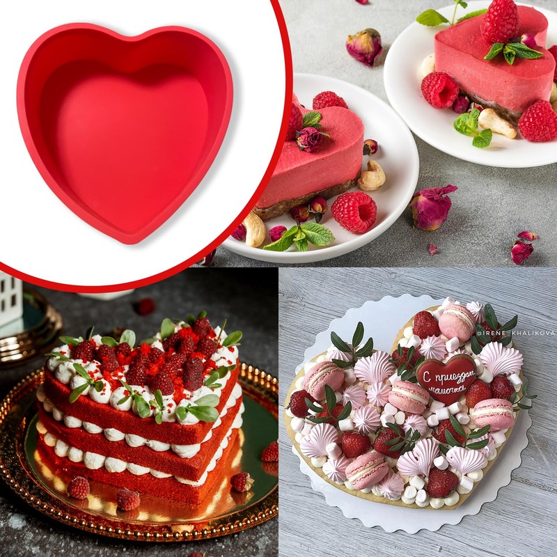 Heart Shaped Cake Pans, 3pcs 6 Inch Silicone Cake Pan