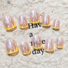 French Tip Press On Nails - 24PCS Yellow-edge Pink Fake