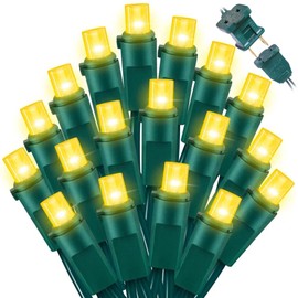 LAMPHOME Yellow Wide Angle LED String Lights, 64.8 Ft 300 Count, Pack of 3 Strands 21.9 Ft 100 Lights UL Certified Commercial Grade Green Wire 5mm Holiday String Light