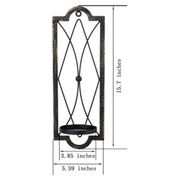 Candle Sconce(Set of 2)-Metal Wall Decorations-Rustic Home Decor-Wall Candle Sconces-Gold Black Wall Sconces