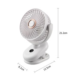 DOODBI Portable Clip-on Desk Fan, 360° Rotatable, Adjustable In 5 Gears, Strong Grip, 18650 Battery Rechargeable, USB Charging, Bedroom, Office, Gym Running Quietly - 5000mAh (White)