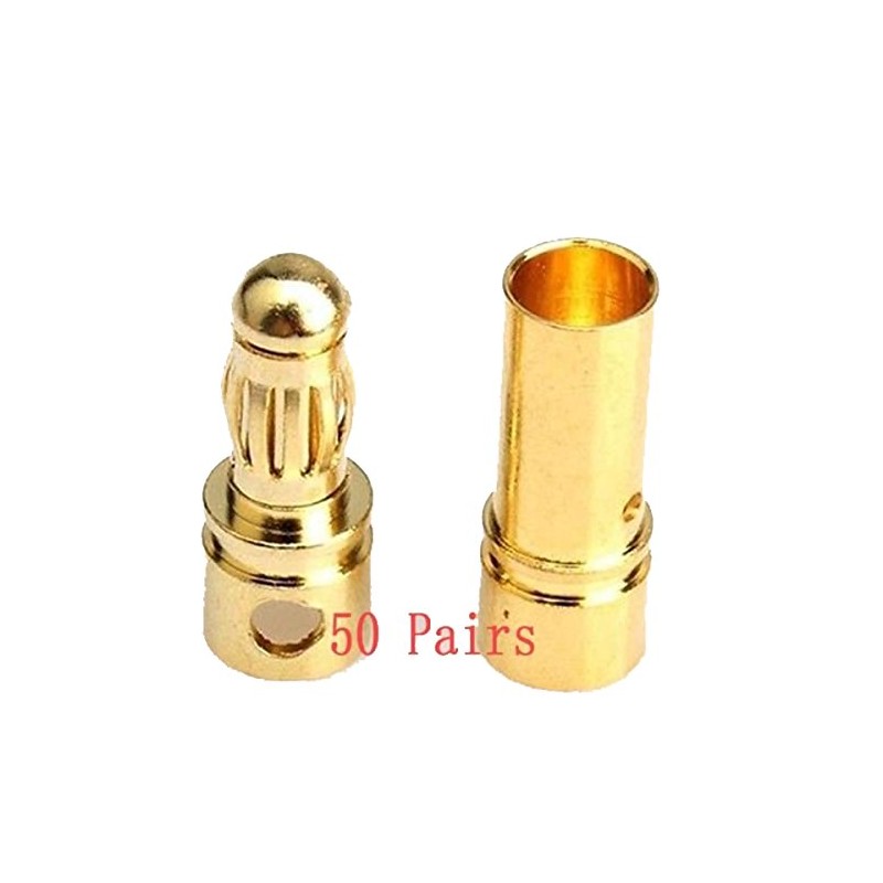 powerday 3.5mm Gold Bullet Connector Male or Female Plug for