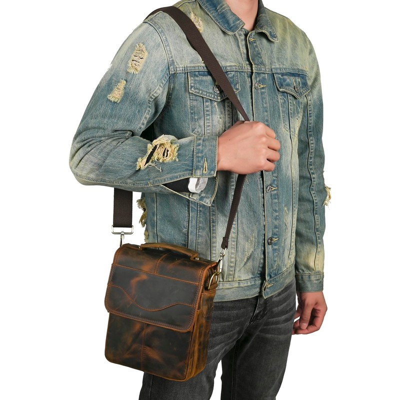 Handadsume Canvas + Genuine Leather Travel A4 Tote Satchel Messenger
