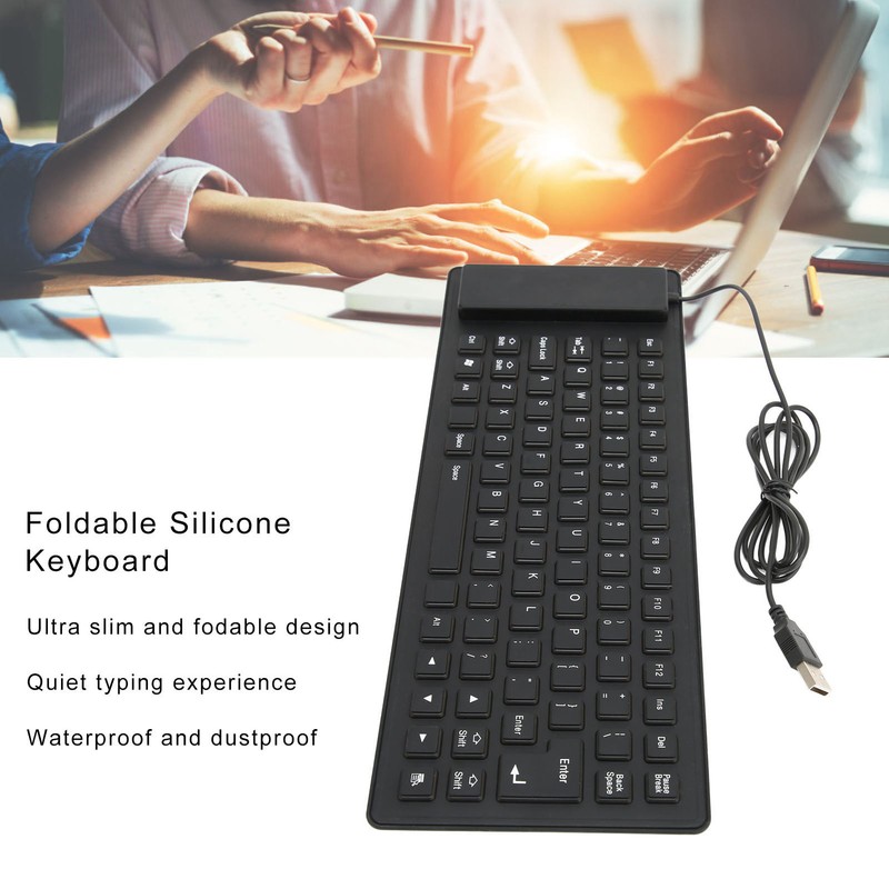 Foldable Silicone Keyboard 85 Keys Foldable Design Silent Wired Waterproof