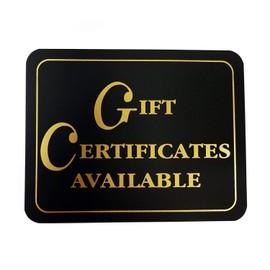 Elegant Gift Certificates Available Business Sign - 5.5" H x 7" W, 1 Sign