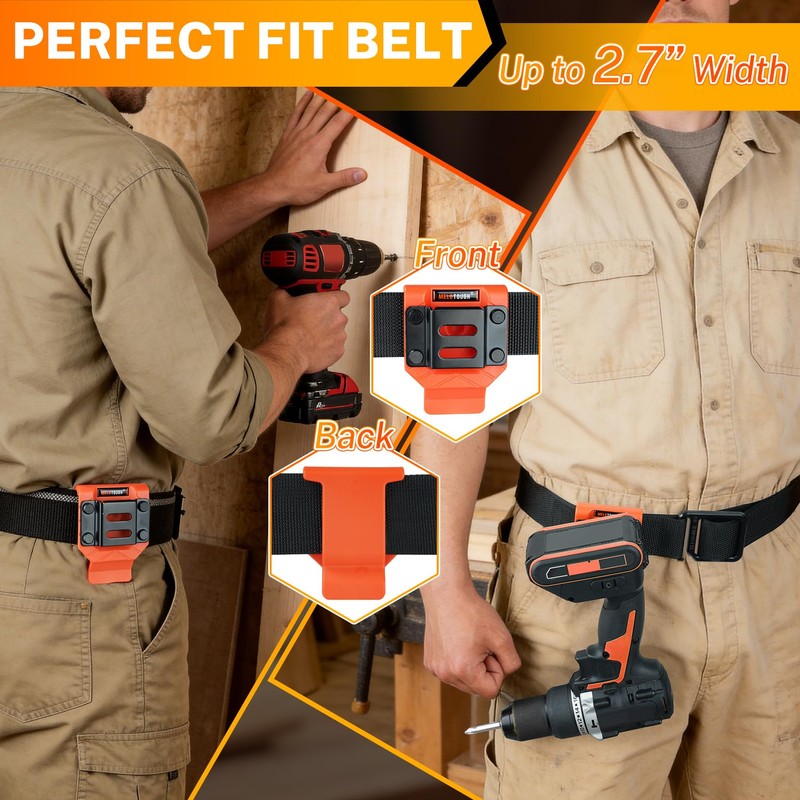 MELOTOUGH Drill Holder for Tool Belt – Orange ABS Holster,