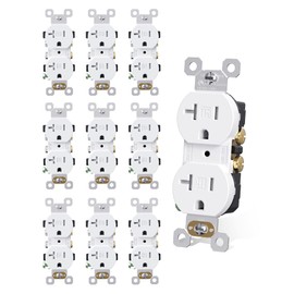 AIDA 20 Amp Outlet Duplex Electrical Receptacle Outlets,Power Outlet,Tamper Resistant,Heavy-Duty Receptacle Wall Outlet,Residential,2Pole,3-Wire, Self-Grounding Clip, NEMA 5-20R,UL Listed 10 Pack
