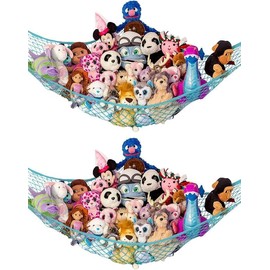 "Extra-Large Stuffed Animal Storage Hammock – 2-Pack Corner Plush Toy Organizer Net, Space-Saving Holder for Kids' Rooms – Light Blue"