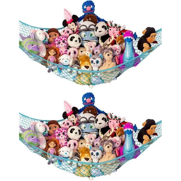 "Extra-Large Stuffed Animal Storage Hammock – 2-Pack Corner Plush Toy