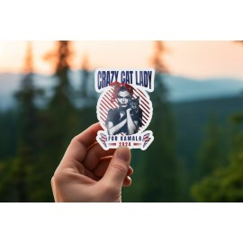 NEW - Kamala Harris "Cat Lady 2024" Campaign Glossy Vinyl Sticker - 2.2" x 3"