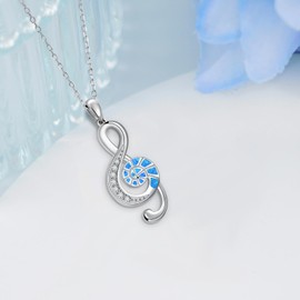 Fuguangju Music Note Necklace for Women 925 Sterling Silver Conch Treble Clef Necklace Music Necklace for Music Lovers Women