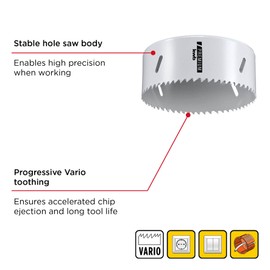 kwb HSS bi-Metal Hole Saw Ø 105 mm, 8% Cobalt Alloy with Progressive Vario-Toothing and high Precision for Versatile use