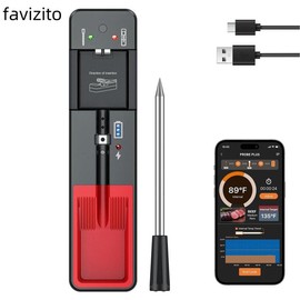 Smart Wireless Meat Thermometer, 1 Set Waterproof Meat Thermometer with Probe for Turkey Beef Lamb, Digital Wireless Meat Thermometer for Rotisserie BBQ, Oven, Kitchen Utensils, Kitchen Accessories