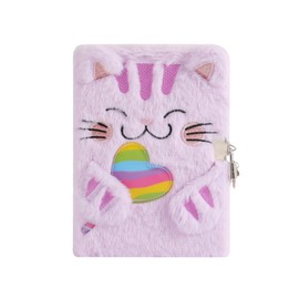 YankMooM Fuzzy Cat Notebook Cat Diary for Girls Journal for Kids Diary with Lock, Secret Kids Journal Hardcover Fluffy Secret Diary Tie-Dye Notebook Gift for Writing and Drawing