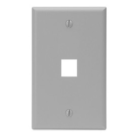 Leviton QuickPort Wallplate, Single Gang, 1-Port, 41080-1GP, Grey