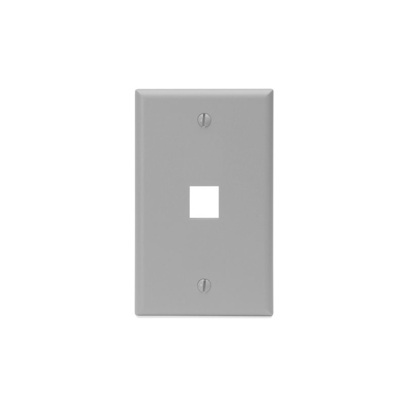Leviton QuickPort Wallplate, Single Gang, 1-Port, 41080-1GP, Grey