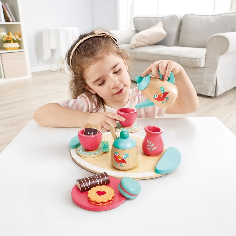 Hape Children's Wooden Tea Set Kitchen Accessories Role Play 24