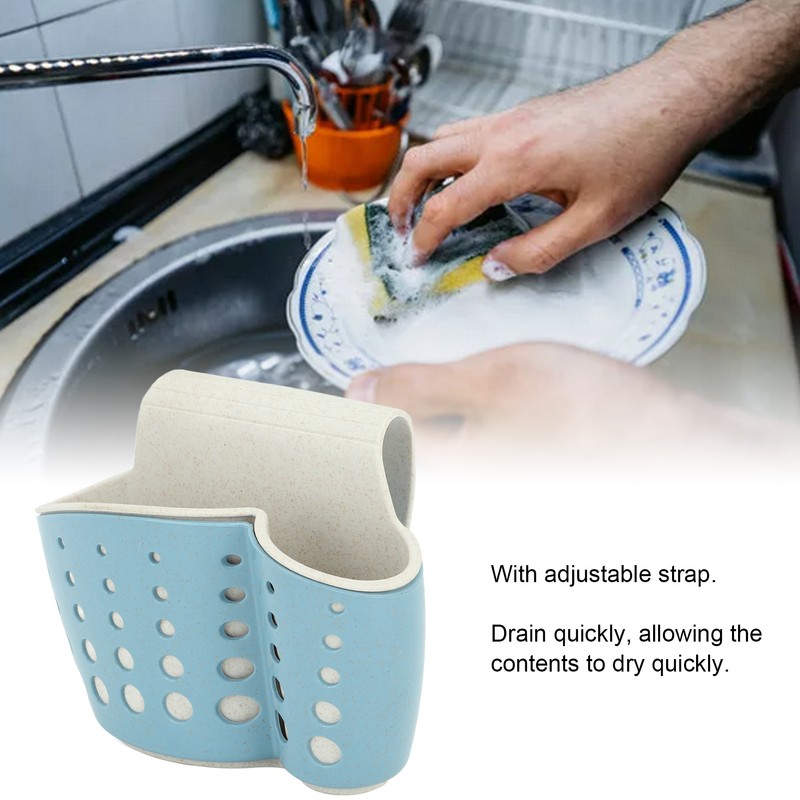 4Pcs Sink Sponge Holder PP 2 Layer Adjustable Strap Soap