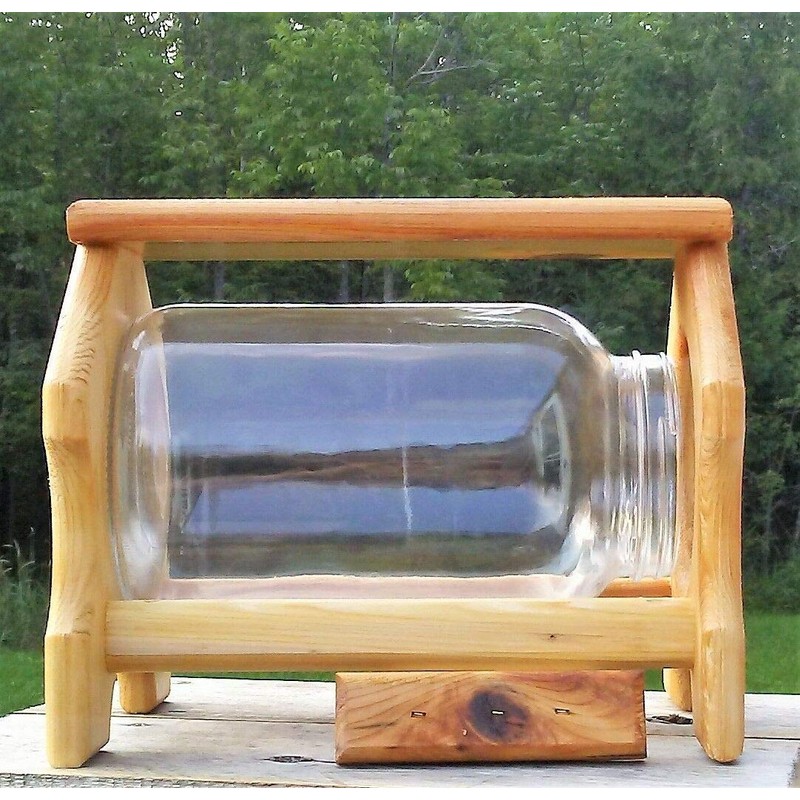 Table Top or Ground Gallon Glass Jar Squirrel Feeder Cedar