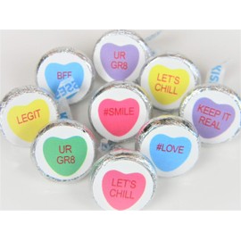 Glossy Modern Valentine Message Hearts Hershey Kiss stickers, Party Favors, 108 stickers, VAL006, STICKERS ONLY :)