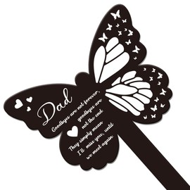 GLOBLELAND Butterfly Daddy Garden Stake Memorial Remembrance Plaque Stake for Cemetery Acrylic Grave Stake Waterproof Sympathy Garden Stake for Yard Grave Cemetery