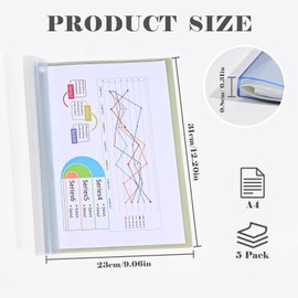 BAYTORY 5Pcs Clear Report Covers with Swing Clip, Plastic Folders for A4 and Letter Size Paper, Clear Front Presentation Binder for School Business, 40 Sheets Capacity/Pack (Green)