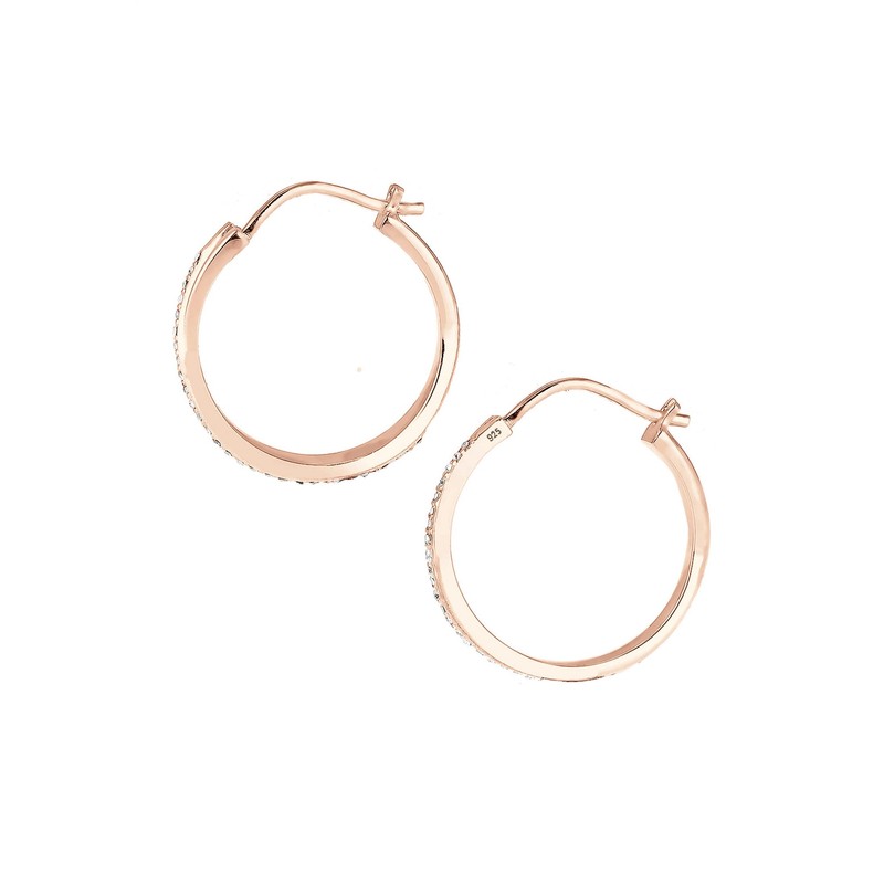 Elli Women's Hoop Earrings Intertwined with Crystals, Facet cut, Crystal