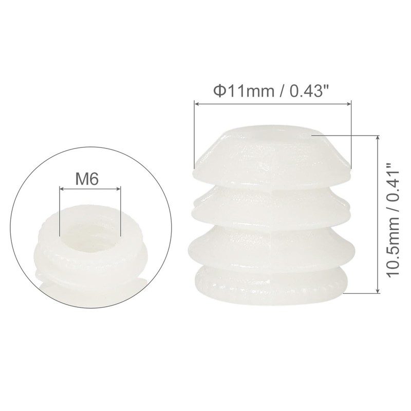 TA-VIGOR 30Pcs Furniture Plastic Pre-inserted Nuts, M6 x 10.5mm Plastic