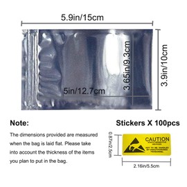 Antistatic Bags, 100pcs Resealable ESD Bags 4x6inches with Labels for GPU Hard Drive SSD HDD and Electronic Device (Ziplock-4X6-100pc)