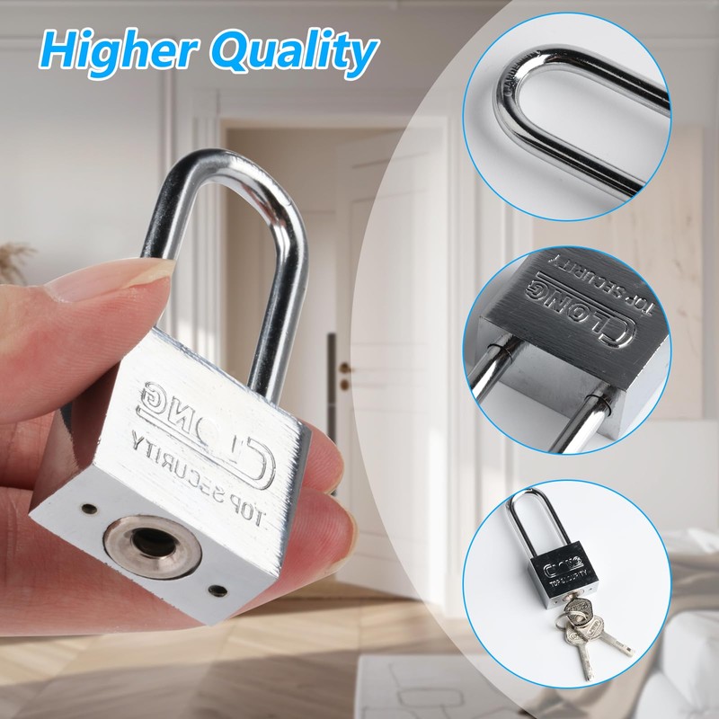 Pack of 2 Padlock Long Shackle Padlock with Key Padlock