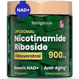 Suplemento NAD+ - Ribosida liposomal de nicotinamida y resveratrol 900mg | NAD Resveratrol Supplement for Men and Women – Anti-Aging, Energy Boost, Fo