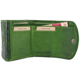 Leather Purse, Women's Long Wallet with RFID Protection, Purse for Women, Design Germany (Hill Burry Collection, Green), Green, Classic