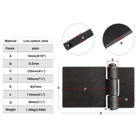 MOUNTAIN_ARK 2 Pack 7-1/4" x 4-5/8" Weldable Hinges, Heavy Duty Long Leaf Weld On Square Hinges Straps for Dump Trailer Ramp, Metal Gate, 5.5 mm Thick