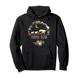 Mama Bear with 3 Cubs Hoodie Floral Mother's Day Pullover Hoodie