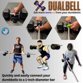 Dualbell Pair- Connect Dumbbells to Barbell (Black)