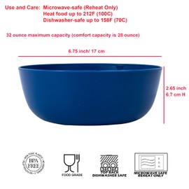 ZAINCA 32 ounce Wheat Straw Cereal Bowls Salad Bowls Soup Bowls, set of 8 Multicolor Microwave and Dishwasher Safe Bowls BPA Free Eco Friendly