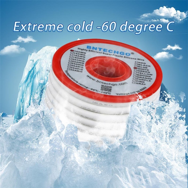 BNTECHGO 12 Gauge Silicone Wire Spool 25 ft White Flexible